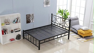 现代简约单层铁艺床铁架床1.5米1.8米 公寓出租屋单人双人床