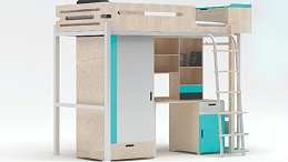GC-公寓床蓝色柜子上床下桌板式家具