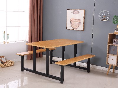 GC-板式简易连体餐桌椅