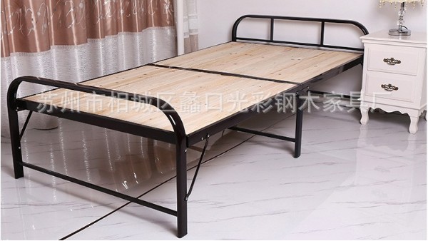 折叠钢木床单人床午休家用陪护床实木床客房办公室折叠床批发