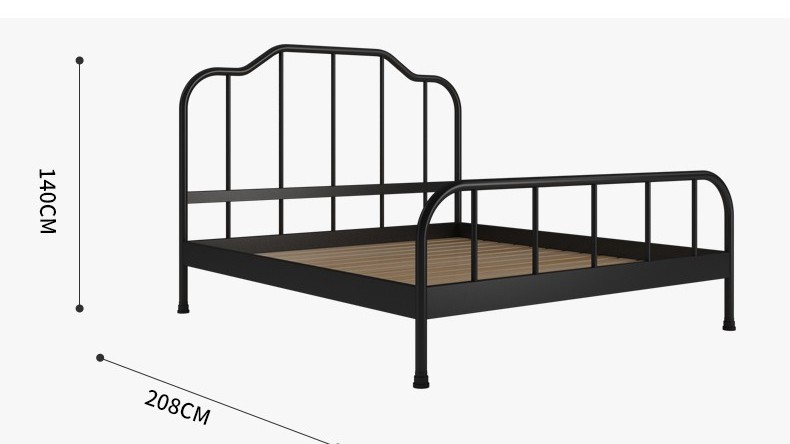 简约现代单层铁艺床1.8米双人宿舍公寓ins1.2米床1.5米单人铁架床