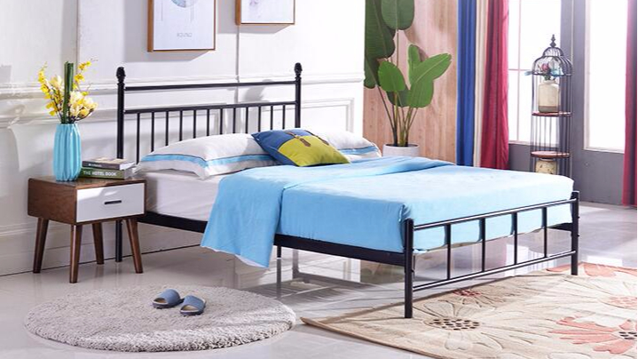 简约1.8米1.5米铁艺床单层铁床双人钢制单人床1.2米单层铁架